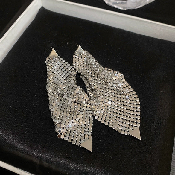 Women's Highend Copper Geometric Zircon Tassel Earrings