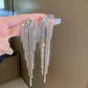 Women's Highend Copper Geometric Zircon Tassel Earrings