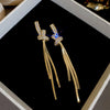 Women's Highend Copper Geometric Zircon Tassel Earrings