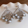 Women's Highend Copper Geometric Zircon Tassel Earrings