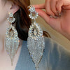 Women's Highend Copper Geometric Zircon Tassel Earrings