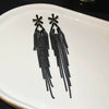 Women's Highend Copper Geometric Zircon Tassel Earrings
