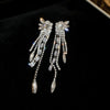 Women's Highend Copper Geometric Zircon Tassel Earrings