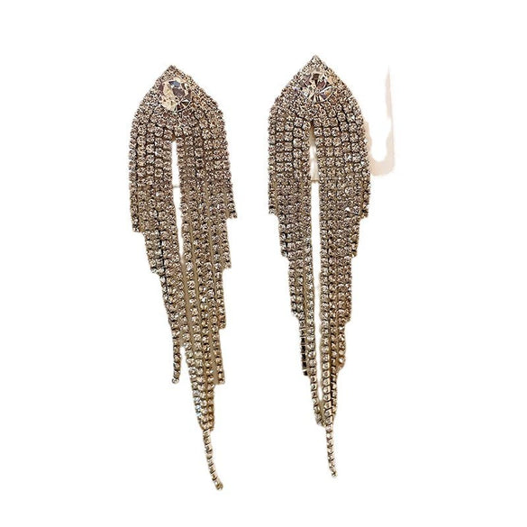 Women's Highend Copper Geometric Zircon Tassel Earrings