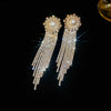 Women's Highend Copper Geometric Zircon Tassel Earrings
