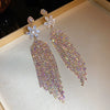Women's Highend Copper Geometric Zircon Tassel Earrings