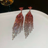 Women's Highend Copper Geometric Zircon Tassel Earrings