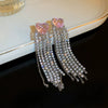 Women's Highend Copper Geometric Zircon Tassel Earrings