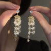 Women's Highend Copper Geometric Zircon Tassel Earrings