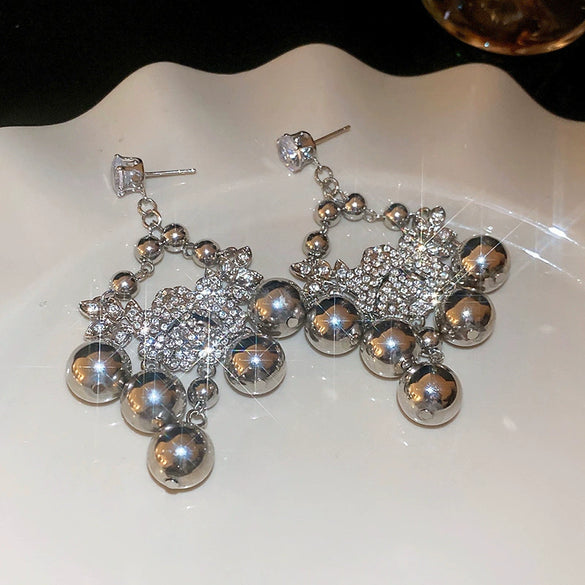 Women's Highend Copper Geometric Zircon Tassel Earrings