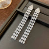 Women's Highend Copper Geometric Zircon Tassel Earrings