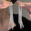 Women's Highend Copper Geometric Zircon Tassel Earrings
