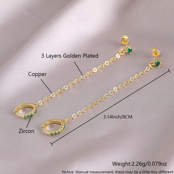 Women's Highend Fashion Cross Chain Tassel Earrings Copper Geometric U Shape Electroplated Jewelry