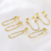 Women's Highend Fashion Cross Chain Tassel Earrings Copper Geometric U Shape Electroplated Jewelry