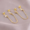Women's Highend Fashion Cross Chain Tassel Earrings Copper Geometric U Shape Electroplated Jewelry