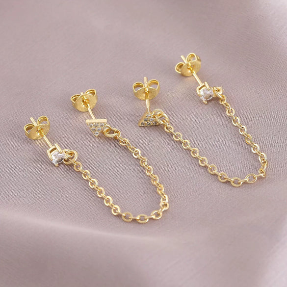 Women's Highend Fashion Cross Chain Tassel Earrings Copper Geometric U Shape Electroplated Jewelry