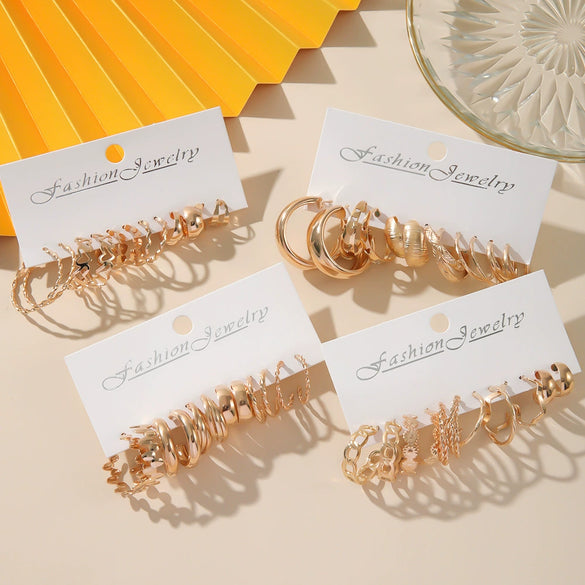 Women's Highend Fashion Geometric Metal Earrings With Electroplating