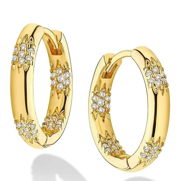 Women's Highend Fashion Jewelry Copper Geometric Microinlaid Zirconia Wheat Earrings