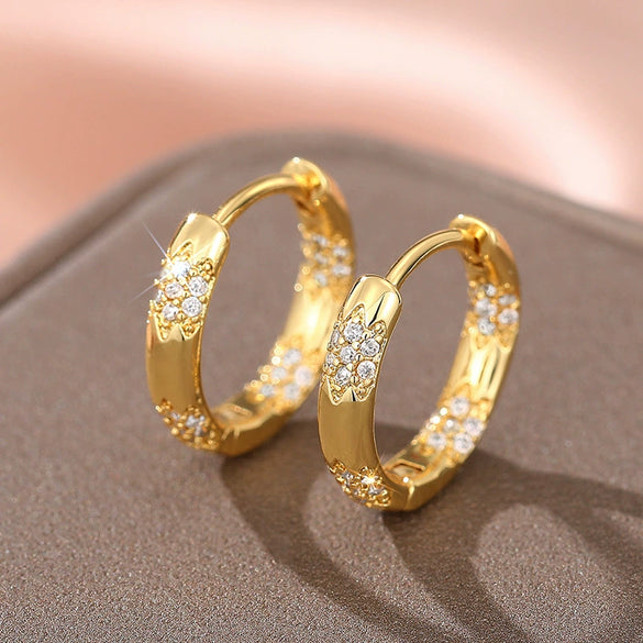 Women's Highend Fashion Jewelry Copper Geometric Microinlaid Zirconia Wheat Earrings