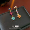 Women's Highend Flower Patterned Copper Earrings With Zirconia And 18K Real Gold Electroplated Silver Needle