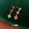 Women's Highend Flower Patterned Copper Earrings With Zirconia And 18K Real Gold Electroplated Silver Needle
