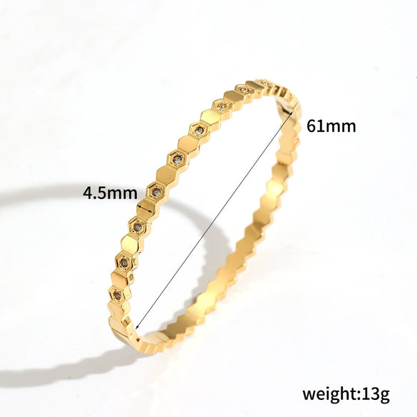 Women's Highend Geometric Colored Diamond Stainless Steel Electroplated Bracelet