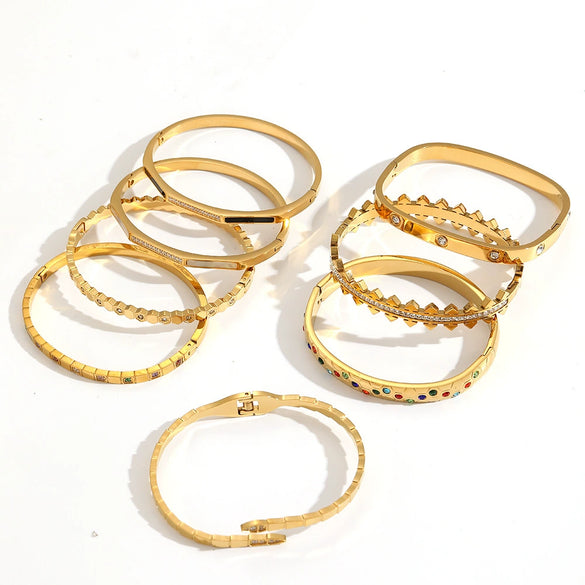 Women's Highend Geometric Colored Diamond Stainless Steel Electroplated Bracelet