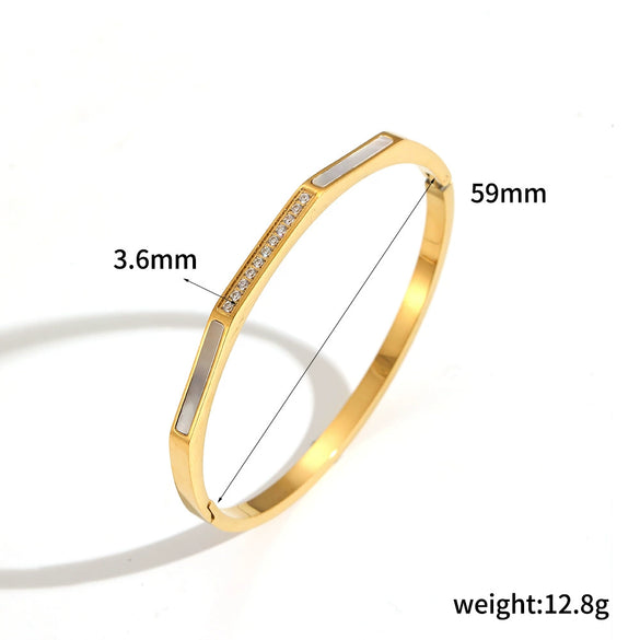 Women's Highend Geometric Colored Diamond Stainless Steel Electroplated Bracelet