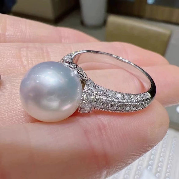 Women's Highend Geometric Copper Imitation Pearl Zirconia Ring Jewelry