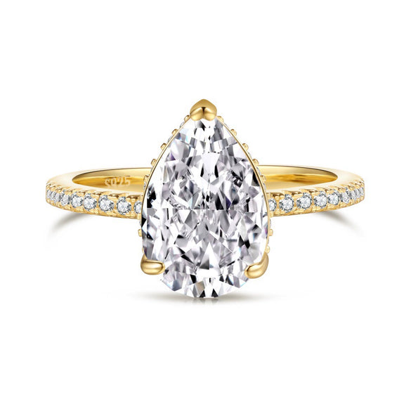 Women's Highend Geometric S925 Sterling Silver Ring With 8A Zircon Inlaid And Electroplated Design