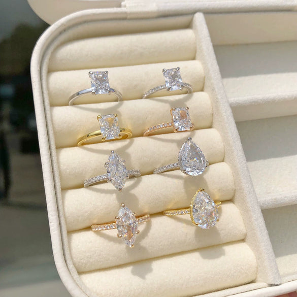 Women's Highend Geometric S925 Sterling Silver Ring With 8A Zircon Inlaid And Electroplated Design