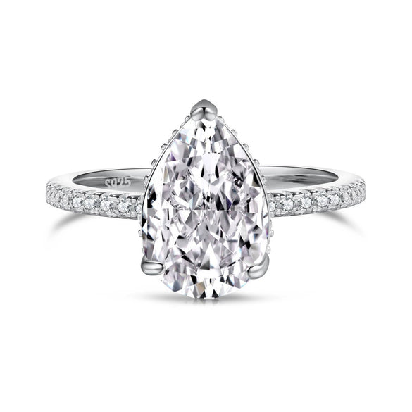 Women's Highend Geometric S925 Sterling Silver Ring With 8A Zircon Inlaid And Electroplated Design