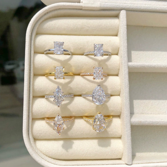 Women's Highend Geometric S925 Sterling Silver Ring With 8A Zircon Inlaid And Electroplated Design