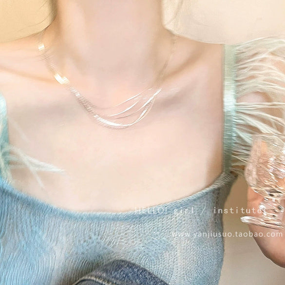 Women's Highend Light Luxury Metal Snake Bone Clavicle Necklace With Geometric Style And Electroplating