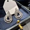 Women's Highend Minimalist Copper Earrings With Drop Shape And Geometric Pattern Set With Zirconia