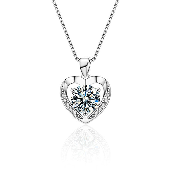 Women's Highend Moissanite 925 Silver Heartshaped Pendant Necklace
