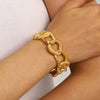 Women's Highend Openend Stainless Steel Gold Bracelet With Geometric Design And Electroplating