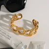 Women's Highend Openend Stainless Steel Gold Bracelet With Geometric Design And Electroplating