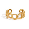 Women's Highend Openend Stainless Steel Gold Bracelet With Geometric Design And Electroplating