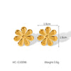 Women's Highend Pearl Stainless Steel Geometric Flower Earrings With Electroplating