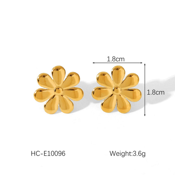 Women's Highend Pearl Stainless Steel Geometric Flower Earrings With Electroplating