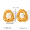 Women's Highend Pearl Stainless Steel Geometric Flower Earrings With Electroplating