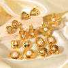 Women's Highend Pearl Stainless Steel Geometric Flower Earrings With Electroplating