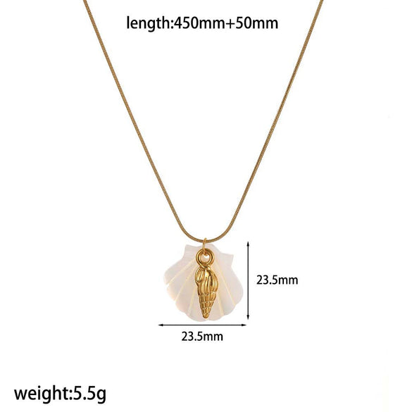 Women's Highend Stainless Steel And Titanium Steel Necklace With Geometric And Animal Style Starfish Pendant And Snake Bone Chain Electroplated