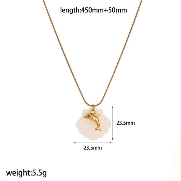 Women's Highend Stainless Steel And Titanium Steel Necklace With Geometric And Animal Style Starfish Pendant And Snake Bone Chain Electroplated