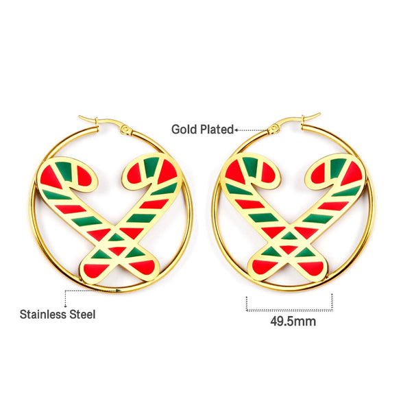 Women's Highend Stainless Steel Christmas Stocking And Tree Earrings With Electroplated Geometric Festive Design Wholesale
