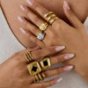 Women's Highend Stainless Steel Geometric Animal Style Electroplating Oildropping Zircon Ring