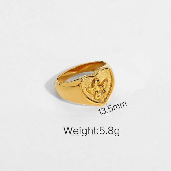 Women's Highend Stainless Steel Geometric Animal Style Electroplating Oildropping Zircon Ring