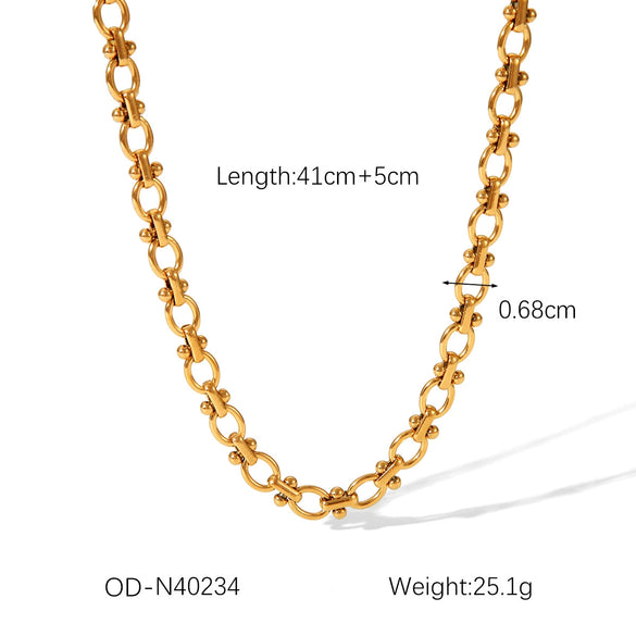 Women's Highend Stainless Steel Handmade Necklace With Geometric Pattern Goldplated Pvd Vacuum Plated Chain
