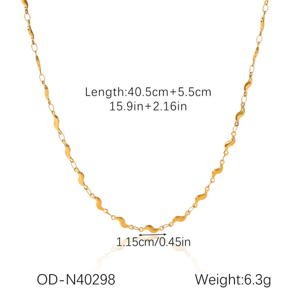 Women's Highend Stainless Steel Handmade Necklace With Geometric Pattern Goldplated Pvd Vacuum Plated Chain